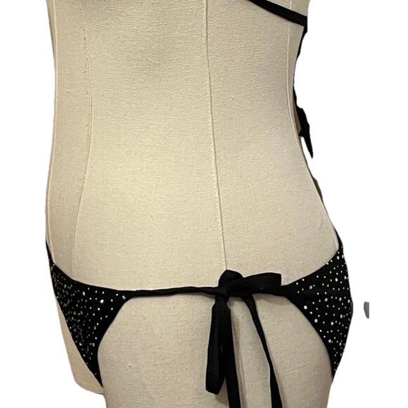 Oneheekini Cheeky Bikini String Swimsuits with Rhinestones, One Size, Black - Picture 7 of 16